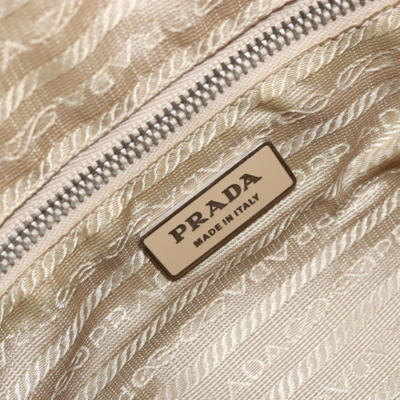 PRADA Shoulder Bag Nylon Ivory Silver Auth hk3735