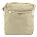 PRADA Shoulder Bag Nylon Ivory Silver Auth hk3735-13