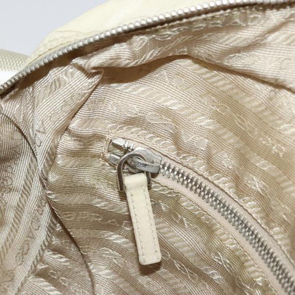 PRADA Shoulder Bag Nylon Ivory Silver Auth hk3735