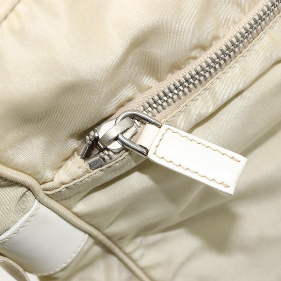 PRADA Shoulder Bag Nylon Ivory Silver Auth hk3735