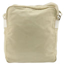 PRADA Shoulder Bag Nylon Ivory Silver Auth hk3735-2