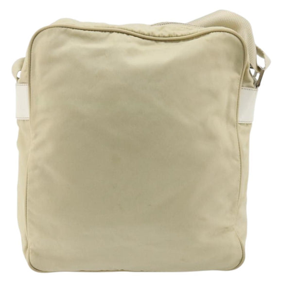 PRADA Shoulder Bag Nylon Ivory Silver Auth hk3735
