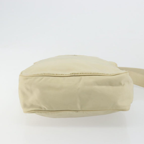 PRADA Shoulder Bag Nylon Ivory Silver Auth hk3735