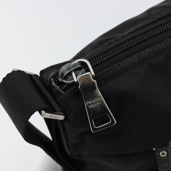 PRADA Shoulder Bag Nylon Black Silver Auth hk3736A