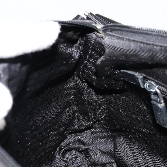 PRADA Shoulder Bag Nylon Black Silver Auth hk3736A