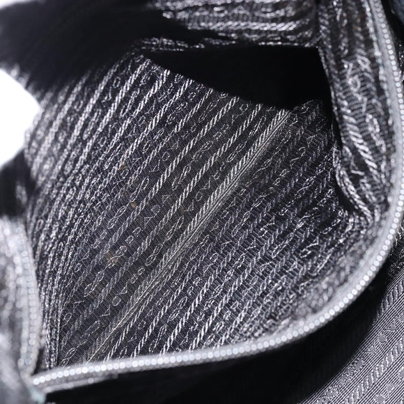 PRADA Shoulder Bag Nylon Black Silver Auth hk3736A