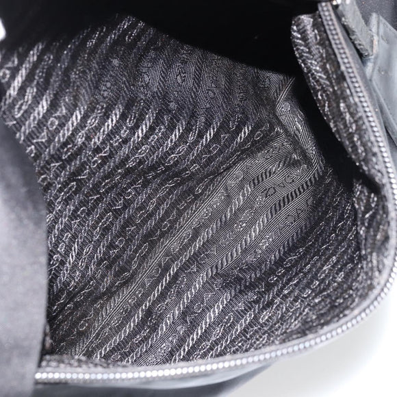 PRADA Shoulder Bag Nylon Black Silver Auth hk3736A