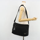 PRADA Shoulder Bag Nylon Black Silver Auth hk3736A-26