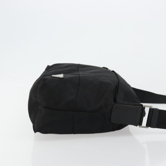 PRADA Shoulder Bag Nylon Black Silver Auth hk3736A