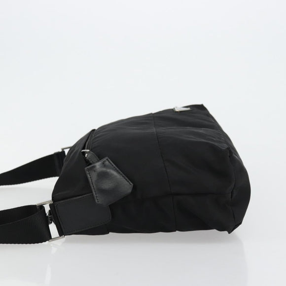 PRADA Shoulder Bag Nylon Black Silver Auth hk3736A