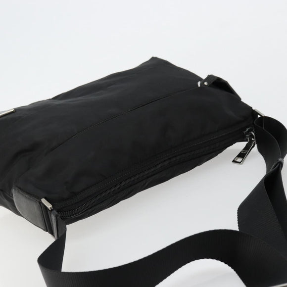 PRADA Shoulder Bag Nylon Black Silver Auth hk3736A