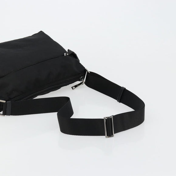 PRADA Shoulder Bag Nylon Black Silver Auth hk3736A
