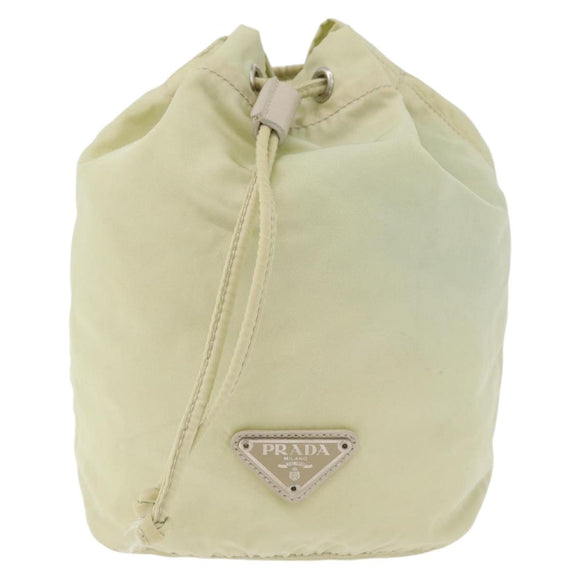 PRADA Purse Pouch Nylon Beige Auth hk3737