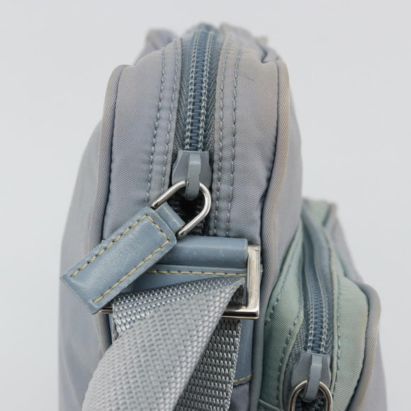 PRADA Shoulder Bag Nylon Light Blue Silver Auth hk3738
