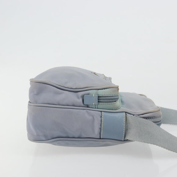 PRADA Shoulder Bag Nylon Light Blue Silver Auth hk3738