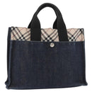 BURBERRY Blue Label Hand Bag Denim Blue Silver Auth hk3739A-1