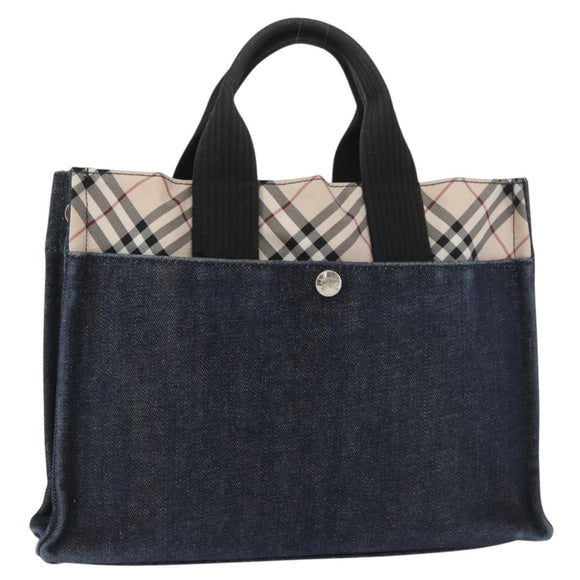 BURBERRY Blue Label Hand Bag Denim Blue Silver Auth hk3739A