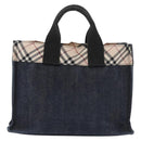 BURBERRY Blue Label Hand Bag Denim Blue Silver Auth hk3739A-3