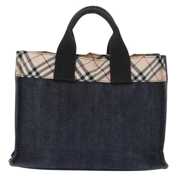 BURBERRY Blue Label Hand Bag Denim Blue Silver Auth hk3739A