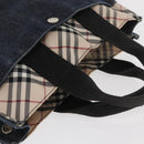 BURBERRY Blue Label Hand Bag Denim Blue Silver Auth hk3739A-6