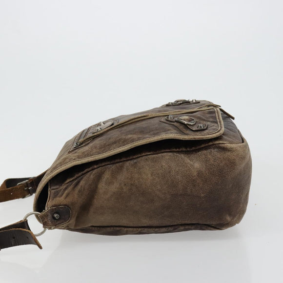 BALENCIAGA Bathas Schultertasche Leder Braun 163268 Auth hk3741