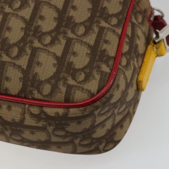Christian Dior Trotter Canvas Raster Shoulder Bag Silver Beige Auth hk3743A