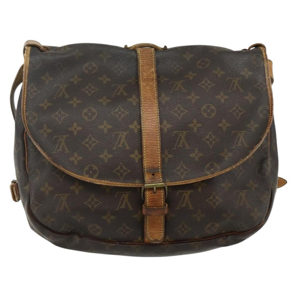 LOUIS VUITTON Monogram Saumur 35 Shoulder Bag M42254 LV Auth hk3754