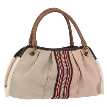 BOTTEGA VENETA Hand Bag Canvas Pink Auth hk3759A