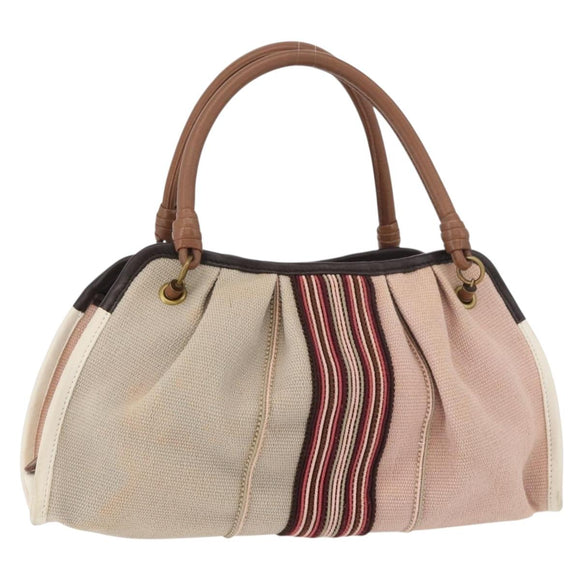 BOTTEGA VENETA Hand Bag Canvas Pink Auth hk3759A