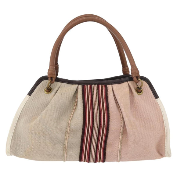 BOTTEGA VENETA Hand Bag Canvas Pink Auth hk3759A