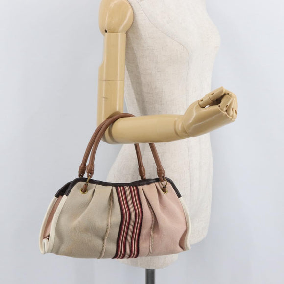 BOTTEGA VENETA Hand Bag Canvas Pink Auth hk3759A