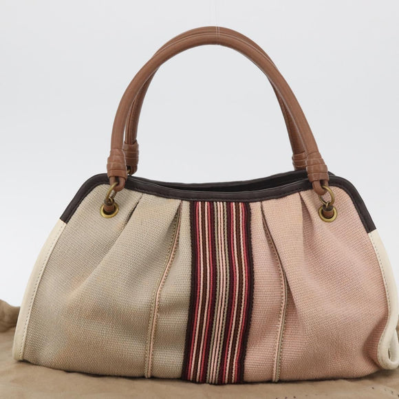 BOTTEGA VENETA Hand Bag Canvas Pink Auth hk3759A