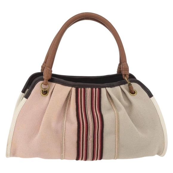 BOTTEGA VENETA Hand Bag Canvas Pink Auth hk3759A