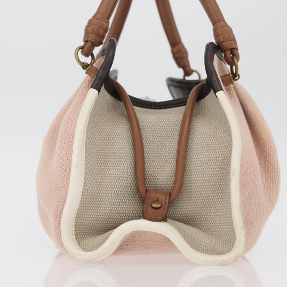 BOTTEGA VENETA Hand Bag Canvas Pink Auth hk3759A