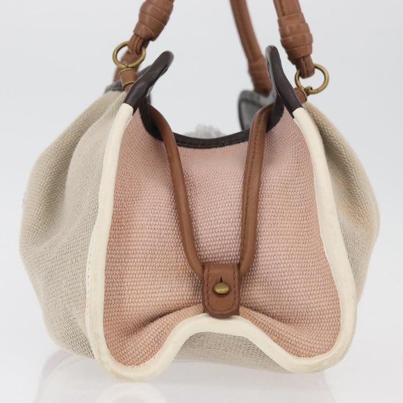 BOTTEGA VENETA Hand Bag Canvas Pink Auth hk3759A