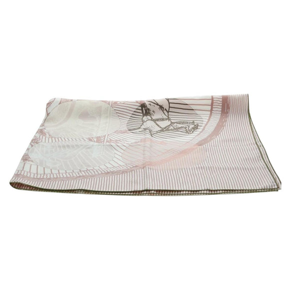 HERMES Carré 140 Sjaal "SOIE ET POURSUITE" Zijde Roze Autorisatie hk3779V