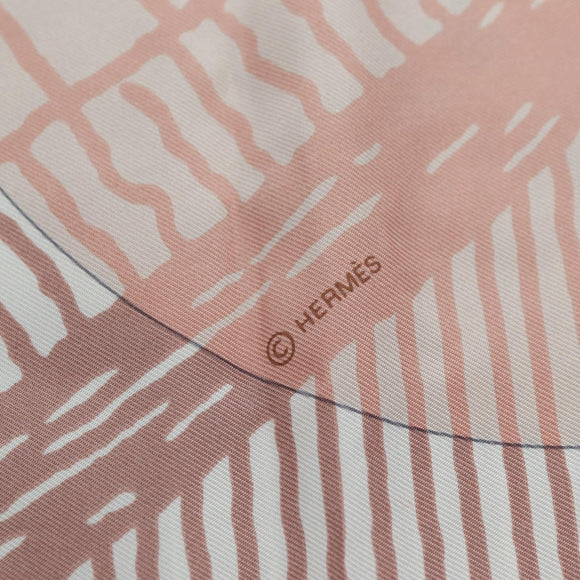 HERMES Carré 140 Sjaal "SOIE ET POURSUITE" Zijde Roze Autorisatie hk3779V