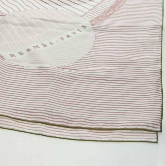 HERMES Carré 140 Sjaal "SOIE ET POURSUITE" Zijde Roze Autorisatie hk3779V