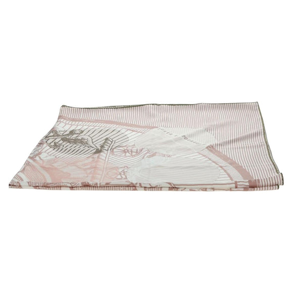 HERMES Carré 140 Sjaal "SOIE ET POURSUITE" Zijde Roze Autorisatie hk3779V