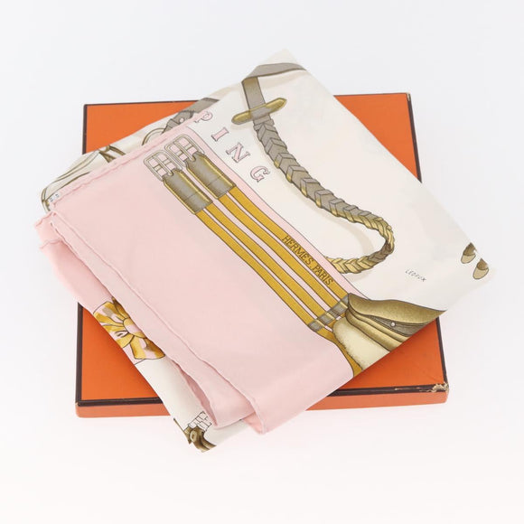 HERMES Carré 90 Sjaal "JUNPING" Zijde Roze Auth hk3781V