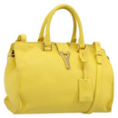 SAINT LAURENT Baby Cabas Hand Bag Leather 2way Yellow Gold Auth hk3783-1