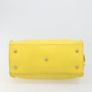 SAINT LAURENT Baby Cabas Hand Bag Leather 2way Yellow Gold Auth hk3783-5