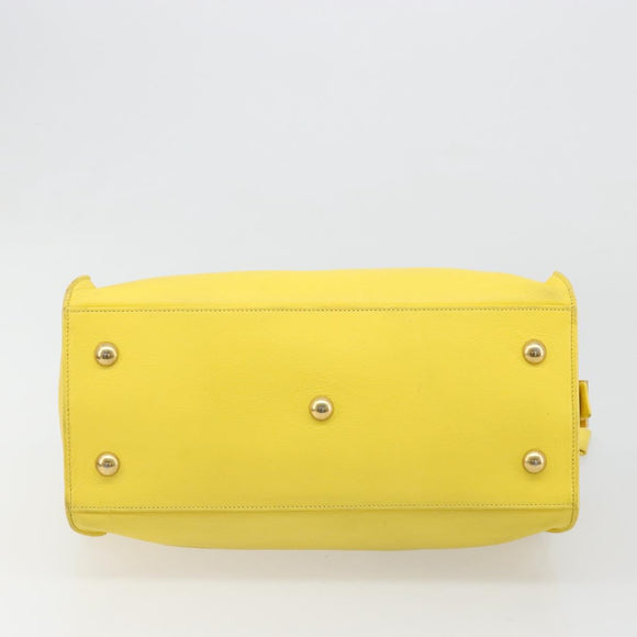 SAINT LAURENT Baby Cabas Hand Bag Leather 2way Yellow Gold Auth hk3783