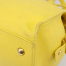 SAINT LAURENT Baby Cabas Hand Bag Leather 2way Yellow Gold Auth hk3783-16