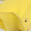 SAINT LAURENT Baby Cabas Hand Bag Leather 2way Yellow Gold Auth hk3783-17