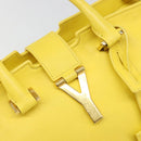 SAINT LAURENT Baby Cabas Hand Bag Leather 2way Yellow Gold Auth hk3783-20