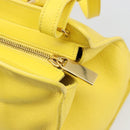 SAINT LAURENT Baby Cabas Hand Bag Leather 2way Yellow Gold Auth hk3783-24