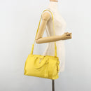 SAINT LAURENT Baby Cabas Hand Bag Leather 2way Yellow Gold Auth hk3783-29