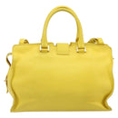 SAINT LAURENT Baby Cabas Hand Bag Leather 2way Yellow Gold Auth hk3783-2