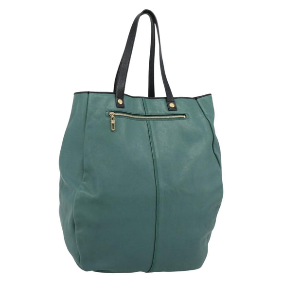 Chloe Hand Bag Leather Green Gold Auth hk3784